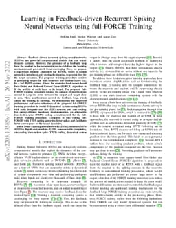 Learning in Feedback-driven Recurrent Spiking Neural Networks using
  full-FORCE Training
