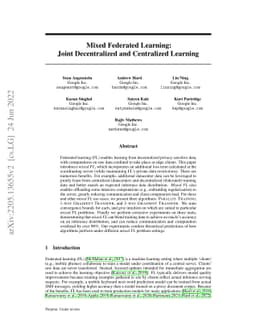 Mixed Federated Learning: Joint Decentralized and Centralized Learning