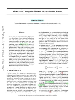Safety Aware Changepoint Detection for Piecewise i.i.d. Bandits