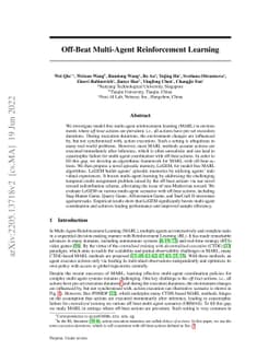 Off-Beat Multi-Agent Reinforcement Learning