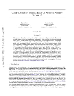 Can Foundation Models Help Us Achieve Perfect Secrecy?