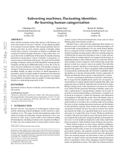 Subverting machines, fluctuating identities: Re-learning human
  categorization