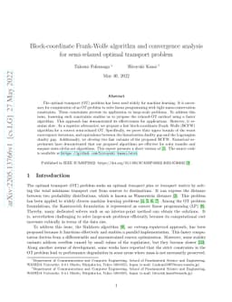 Block-coordinate Frank-Wolfe algorithm and convergence analysis for
  semi-relaxed optimal transport problem