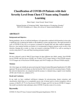 Classification of COVID-19 Patients with their Severity Level from Chest
  CT Scans using Transfer Learning