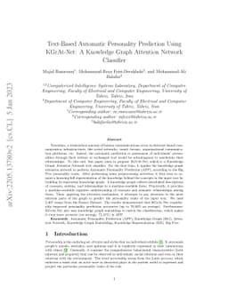 Text-Based Automatic Personality Prediction Using KGrAt-Net; A Knowledge
  Graph Attention Network Classifier