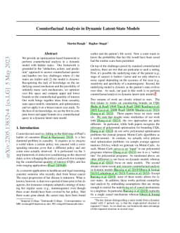 Counterfactual Analysis in Dynamic Latent State Models
