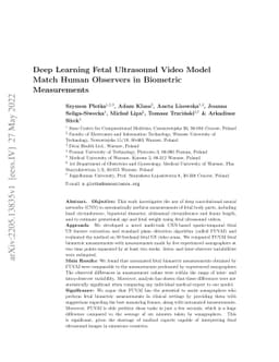 Deep Learning Fetal Ultrasound Video Model Match Human Observers in
  Biometric Measurements