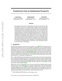 Transformers from an Optimization Perspective