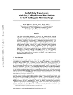 Probabilistic Transformer: Modelling Ambiguities and Distributions for
  RNA Folding and Molecule Design