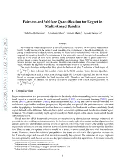 Fairness and Welfare Quantification for Regret in Multi-Armed Bandits