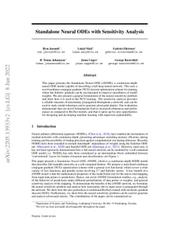 Standalone Neural ODEs with Sensitivity Analysis