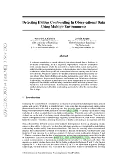 Detecting hidden confounding in observational data using multiple
  environments