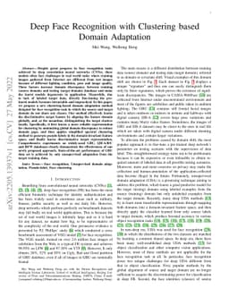 Deep face recognition with clustering based domain adaptation