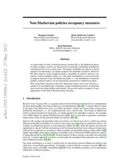 Non-Markovian policies occupancy measures