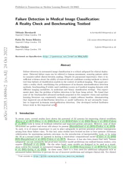 Failure Detection in Medical Image Classification: A Reality Check and
  Benchmarking Testbed