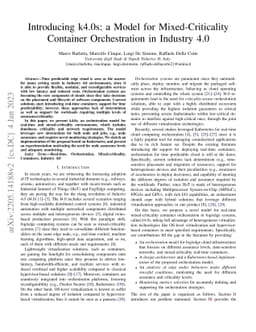 Introducing k4.0s: a Model for Mixed-Criticality Container Orchestration
  in Industry 4.0 (extended)