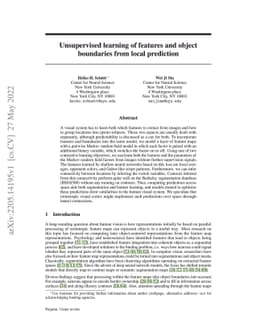 Unsupervised learning of features and object boundaries from local
  prediction