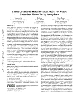 Sparse Conditional Hidden Markov Model for Weakly Supervised Named
  Entity Recognition
