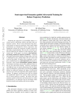 Semi-supervised Semantics-guided Adversarial Training for Trajectory
  Prediction