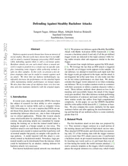 Defending Against Stealthy Backdoor Attacks