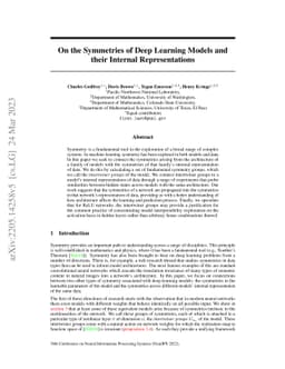 On the Symmetries of Deep Learning Models and their Internal
  Representations