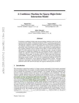 A Confidence Machine for Sparse High-Order Interaction Model