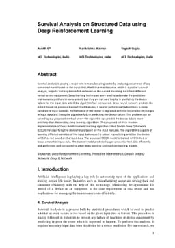 Survival Analysis on Structured Data using Deep Reinforcement Learning