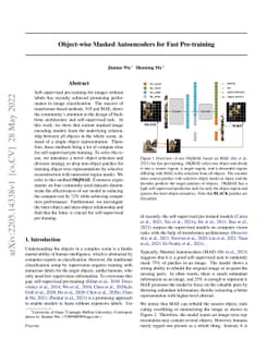 Object-wise Masked Autoencoders for Fast Pre-training