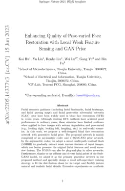Enhancing Quality of Pose-varied Face Restoration with Local Weak
  Feature Sensing and GAN Prior