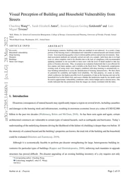Visual Perception of Building and Household Vulnerability from Streets
