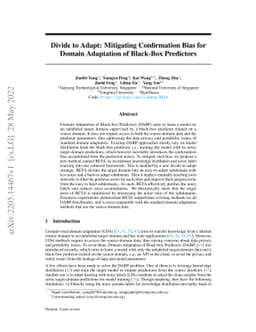 Divide to Adapt: Mitigating Confirmation Bias for Domain Adaptation of
  Black-Box Predictors