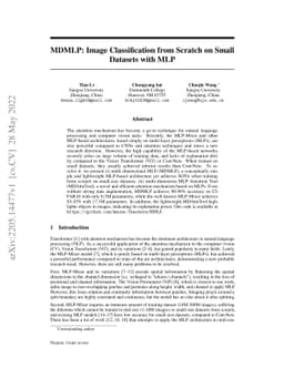 MDMLP: Image Classification from Scratch on Small Datasets with MLP