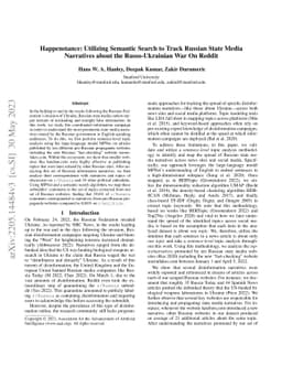 Happenstance: Utilizing Semantic Search to Track Russian State Media
  Narratives about the Russo-Ukrainian War On Reddit