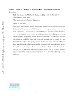 Transfer Learning as a Method to Reproduce High-Fidelity NLTE Opacities
  in Simulations