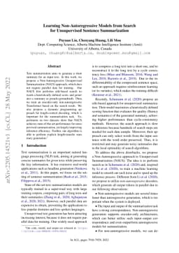 Learning Non-Autoregressive Models from Search for Unsupervised Sentence
  Summarization