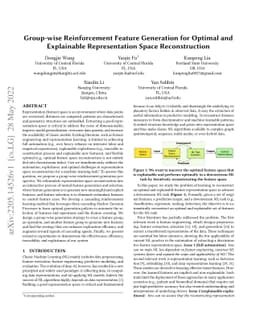 Group-wise Reinforcement Feature Generation for Optimal and Explainable
  Representation Space Reconstruction