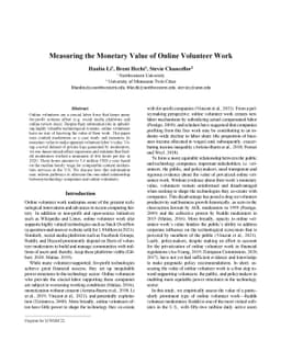 Measuring the Monetary Value of Online Volunteer Work