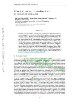 Learning Locality and Isotropy in Dialogue Modeling