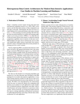 Heterogeneous Data-Centric Architectures for Modern Data-Intensive
  Applications: Case Studies in Machine Learning and Databases