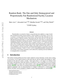Random Rank: The One and Only Strategyproof and Proportionally Fair
  Randomized Facility Location Mechanism