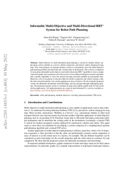 Informable Multi-Objective and Multi-Directional RRT* System for Robot
  Path Planning