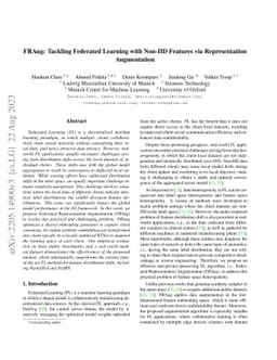 FRAug: Tackling Federated Learning with Non-IID Features via
  Representation Augmentation