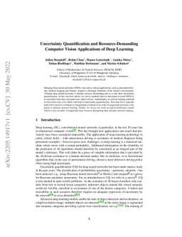 Uncertainty Quantification and Resource-Demanding Computer Vision
  Applications of Deep Learning