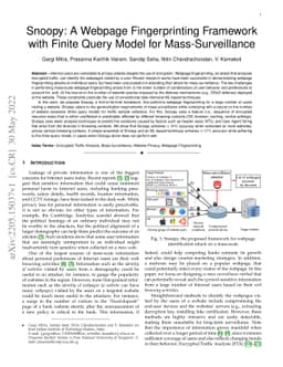 Snoopy: A Webpage Fingerprinting Framework with Finite Query Model for
  Mass-Surveillance