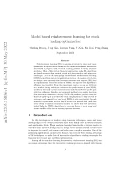 Stock Trading Optimization through Model-based Reinforcement Learning
  with Resistance Support Relative Strength