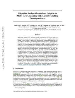Align then Fusion: Generalized Large-scale Multi-view Clustering with
  Anchor Matching Correspondences