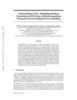 Universal Deep GNNs: Rethinking Residual Connection in GNNs from a Path
  Decomposition Perspective for Preventing the Over-smoothing