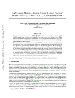 GAN-based Medical Image Small Region Forgery Detection via a Two-Stage
  Cascade Framework