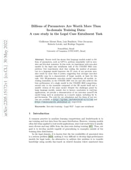 Billions of Parameters Are Worth More Than In-domain Training Data: A
  case study in the Legal Case Entailment Task