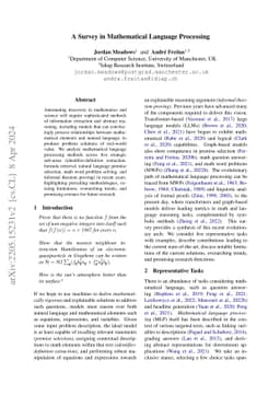 A Survey in Mathematical Language Processing